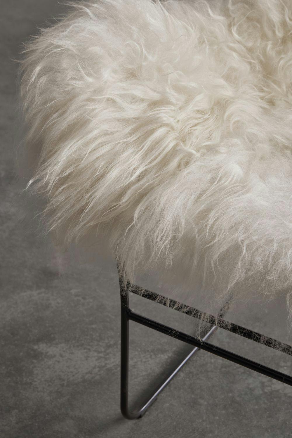 up close detail sheepskin fur armchair