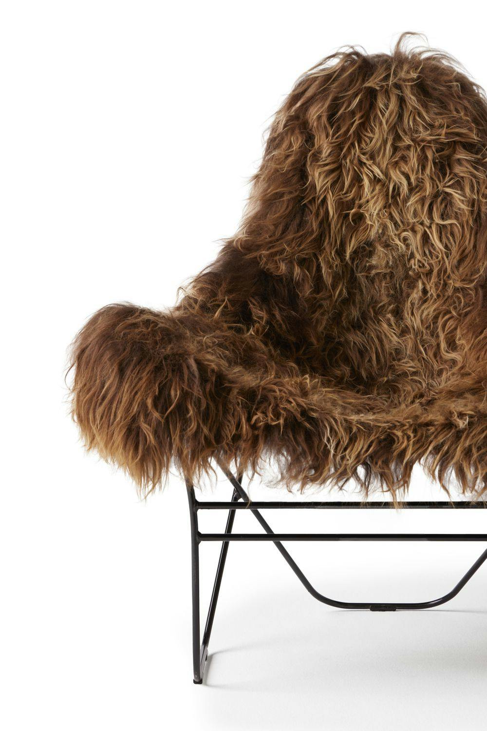 brown fur sheepskin armchair