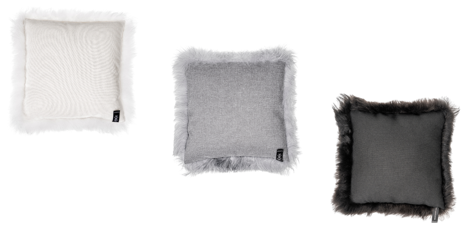 canvas back fur pillows