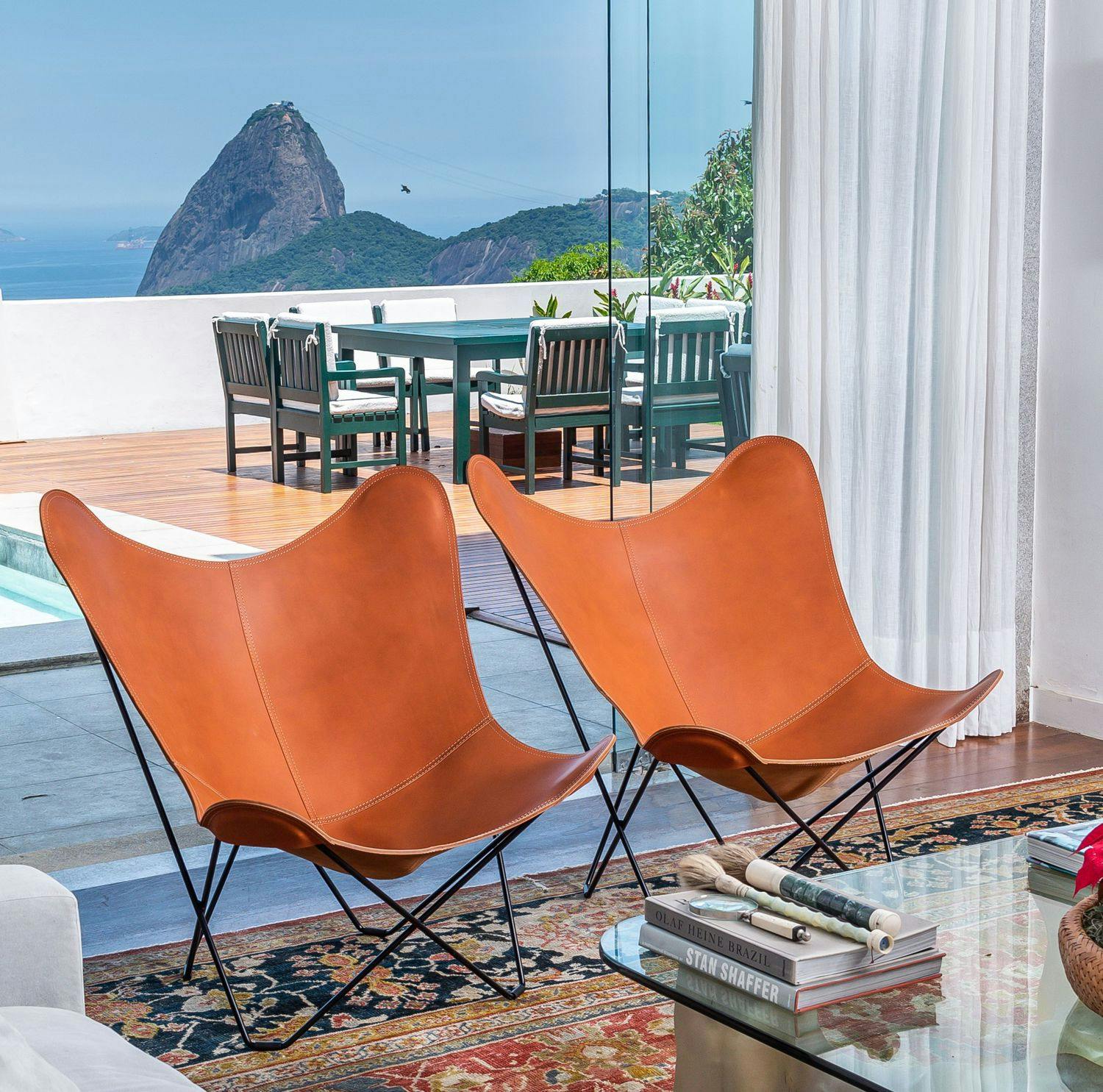 Two luxury butterfly chairs in leather in Rio de Janeiro 5 star boutique hotel