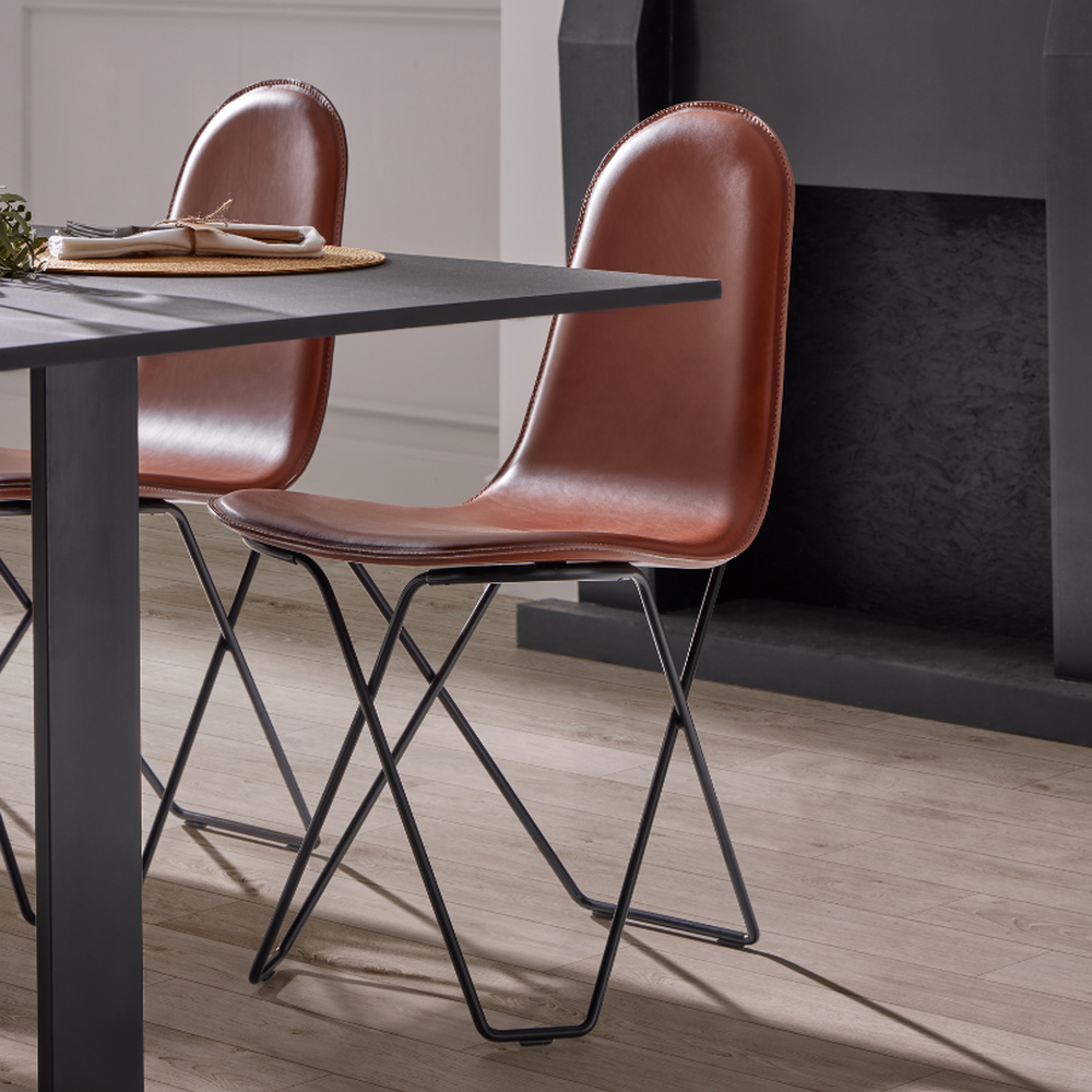 modern leather dining chair in dining room
